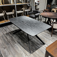 Стол Маттерхорн 160+60*90 см темная столешница керамика на стекле, ножки металл (черный) - 5