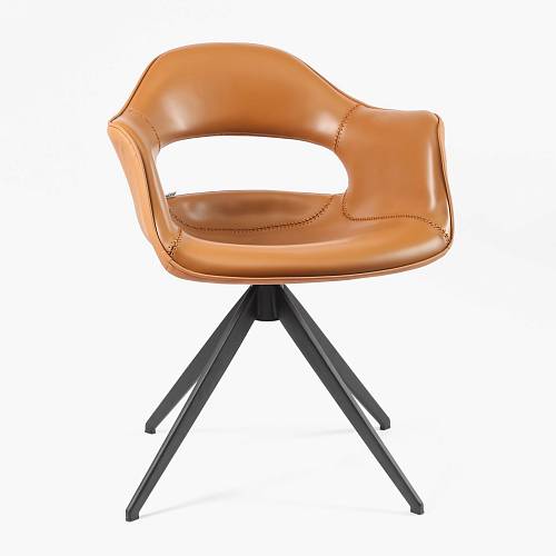 картинка Стул Вермонт вращающийся светло-коричневая экокожа ножки черные от производителя дизайнерской мебели Deephouse