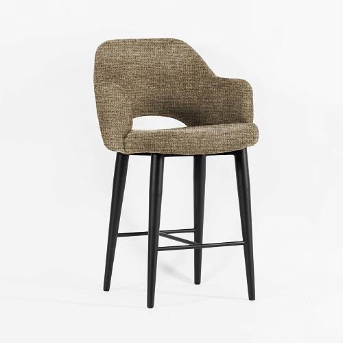 картинка Стул Мартин барный бежево-коричневая ткань ножки черные от производителя дизайнерской мебели Deephouse