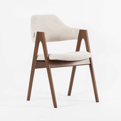 картинка Стул Белфаст кремовая ткань массив бука тон орех (масло/лак) от производителя дизайнерской мебели Deephouse