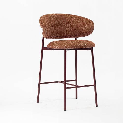 картинка Стул полубарный Феррара бордовая ткань ножки бордовые от производителя дизайнерской мебели Deephouse