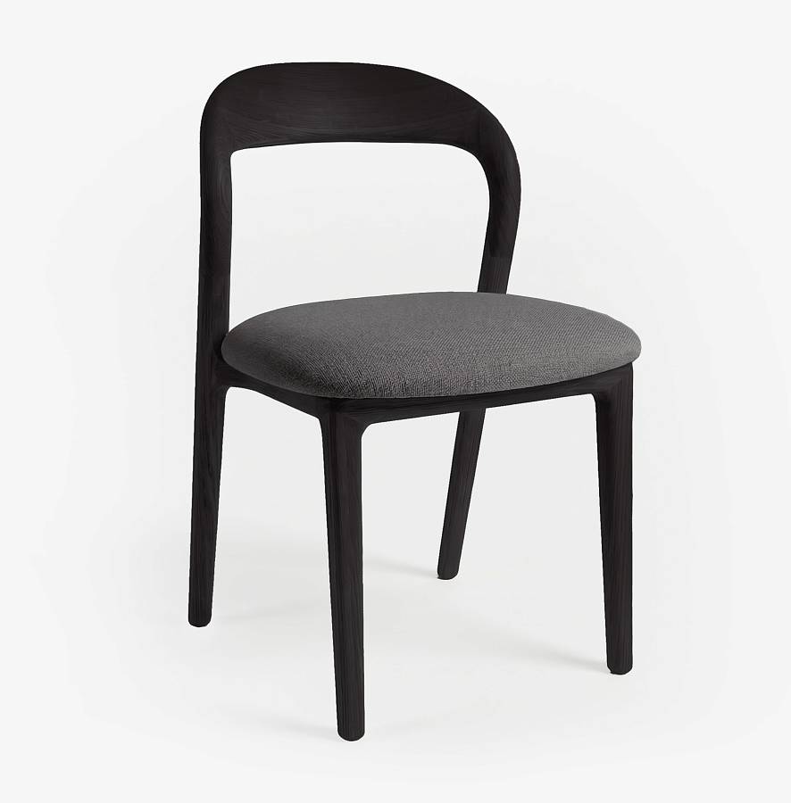 картинка Стул Лугано без подлокотников серая ткань береза тон черный матовый (эмаль) от производителя дизайнерской мебели Deephouse