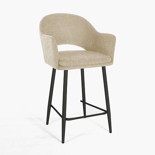 картинка Стул Магриб вращающийся полубарный бежевая ткань ножки черные от производителя дизайнерской мебели Deephouse