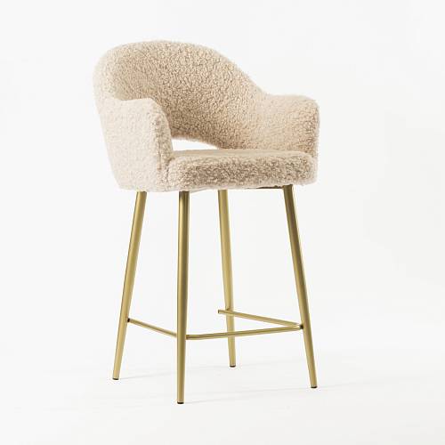 картинка Стул полубарный Белладжио бежевый экомех ножки золото от производителя дизайнерской мебели Deephouse