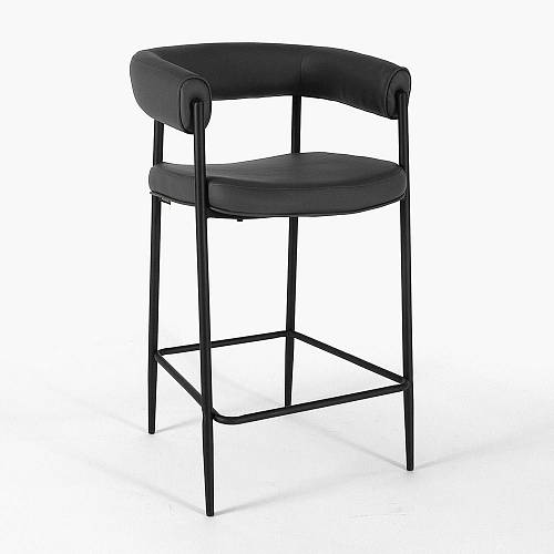 картинка Стул полубарный Манчестер темно-серая экокожа ножки металл черный от производителя дизайнерской мебели Deephouse