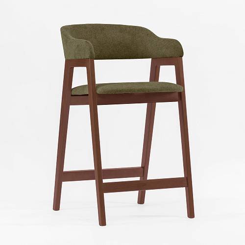 картинка Стул Челси полубарный оливковая ткань массив бука (орех) высота подлокотников 83,5 см от производителя дизайнерской мебели Deephouse