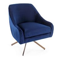 Кресло Бонн вращающееся синий бархат + металл под золото - 1