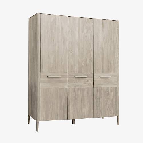 картинка Шкаф Аделаида 3-х дверный 174х60х210 см массив дуба тон светлый натуральный (масло) от производителя дизайнерской мебели Deephouse