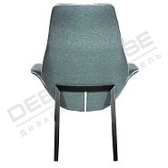 Кресло ВИШИ с оттоманкой ткань серо-голубая, ножки дерево черные массив - 6