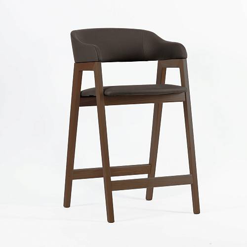 картинка Стул Челси барный серо-коричневая экокожа массив бука (орех) высота подлокотников 93,5 см от производителя дизайнерской мебели Deephouse