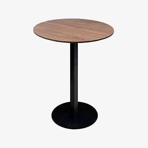 картинка Стол Монс круглый 60*60*76 столешница компакт плита под дерево (тон Дуб Карпентер темный)ножка квадратная металл (черный) от производителя дизайнерской мебели Deephouse