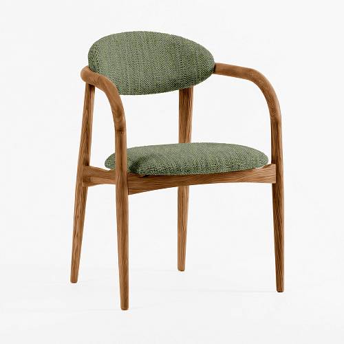 картинка Стул Женева зеленая ткань дуб тон коньяк (масло) от производителя дизайнерской мебели Deephouse