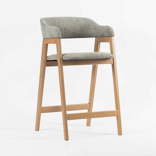 картинка Стул Челси полубарный ткань серый элефант массив бука (натуральный) высота подлокотников 83,5 см от производителя дизайнерской мебели Deephouse