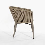Кресло Марсель плетеное бежевое, подушка ткань бежевая, ножки бежевый металл - 7