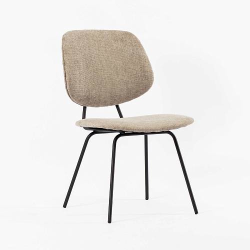 картинка Стул Ант без подлокотников бежево-коричневая ткань ножки металл (черный) от производителя дизайнерской мебели Deephouse