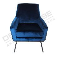 Кресло Амстердам темно-синий бархат + ножки черный металл - 2