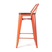 Барный стул TOLIX оранжевый + темное дерево - 4