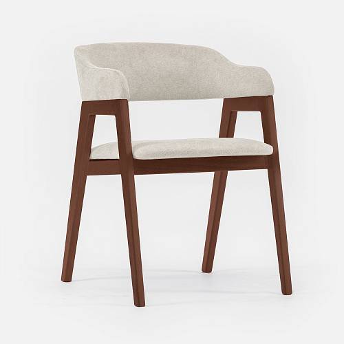 картинка Стул Челси белая ткань массив бука (орех) от производителя дизайнерской мебели Deephouse