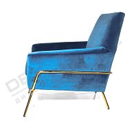 Кресло Амстердам синий бархат + ножки золотой металл - 3