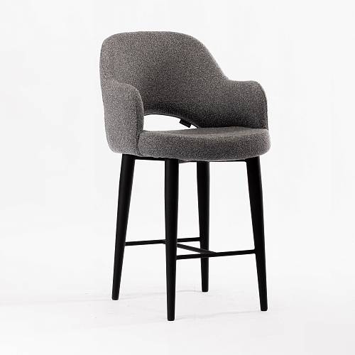 картинка Стул барный Мартин серая ткань букле ножки черные от производителя дизайнерской мебели Deephouse