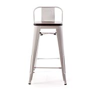 Барный стул TOLIX со спинкой белая сталь + темное дерево - 5