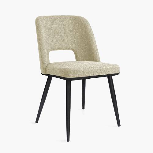 картинка Стул Трентино без подлокотников с вырезом светло-бежевая ткань ясень тон черный (лак/матовый) от производителя дизайнерской мебели Deephouse