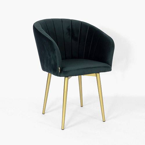 картинка Стул Гарда вращающийся темно-зеленый бархат ножки золото от производителя дизайнерской мебели Deephouse