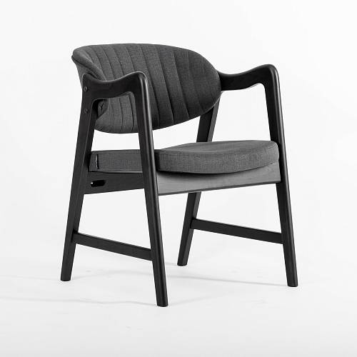 картинка Стул Монтерей темно-серая ткань массив бука (черный лак) от производителя дизайнерской мебели Deephouse
