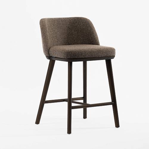 картинка Стул Трентино полубарный без подлокотников с низкой спинкой коричневая ткань ясень тон темный орех  (лак/матовый) от производителя дизайнерской мебели Deephouse