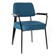 Кресло Вена черная сталь + сиденье синяя ткань - 3