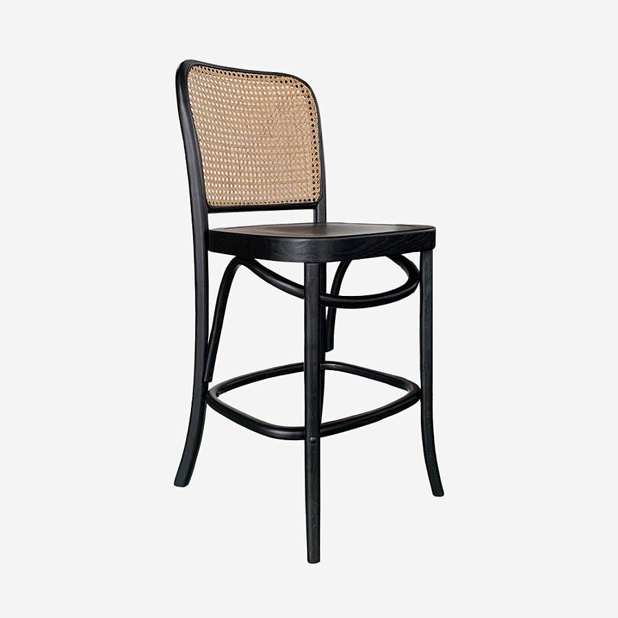 картинка Аутлет! Стул полубарный Ницца черное дерево ротанг натуральный от производителя дизайнерской мебели Deephouse