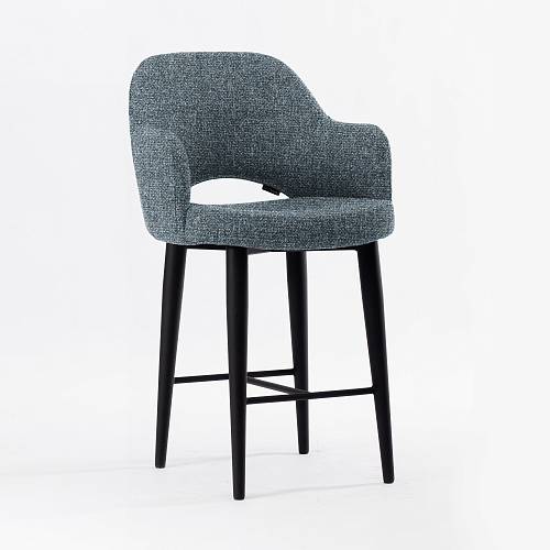 картинка Стул Мартин барный серо-голубая ткань ножки черные от производителя дизайнерской мебели Deephouse