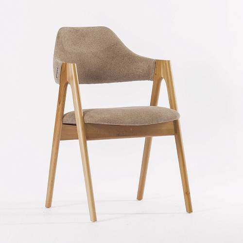 картинка Стул Белфаст бежево-коричневая ткань массив бука тон натуральный (лак/матовый) от производителя дизайнерской мебели Deephouse