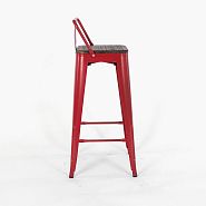 Барный стул TOLIX красный матовый сиденье темное дерево - 3
