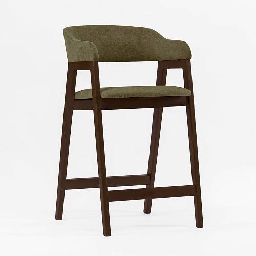 картинка Стул Челси барный оливковая ткань массив бука (темный орех) высота подлокотников 93,5 см от производителя дизайнерской мебели Deephouse