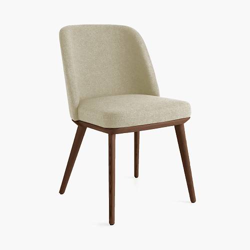 картинка Стул Трентино без подлокотников без выреза светло-бежевая ткань ясень тон орех (лак/матовый) от производителя дизайнерской мебели Deephouse