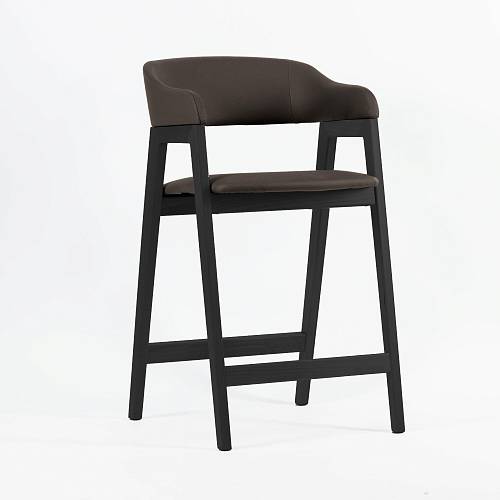 картинка Стул Челси барный серо-коричневая экокожа массив бука (черный) высота подлокотников 93,5 см от производителя дизайнерской мебели Deephouse