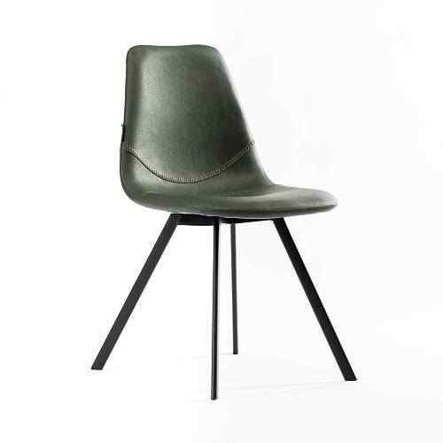 картинка Стул Бормио темно-зеленая экокожа + ножки черные от производителя дизайнерской мебели Deephouse