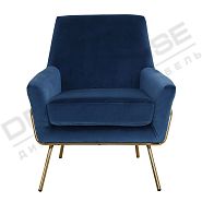 Кресло Амстердам темно-синий бархат + ножки золотой металл - 2