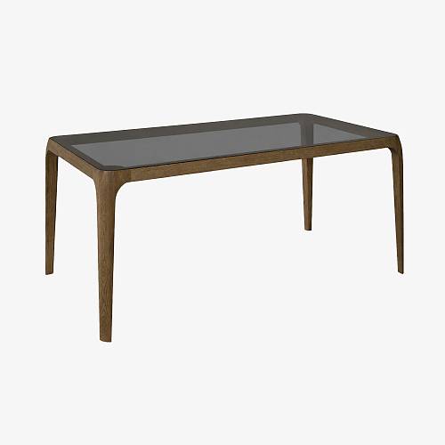 картинка Стол Милан прямоугольный 161,4*86,4 см столешница стекло графит каркас массив дуба тон терра (масло) от производителя дизайнерской мебели Deephouse