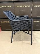 Кресло Кицбюэль плетеное темно-серое, подушка ткань темно-серая, ножки темно-серый металл - 12