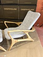 Кресло Хорсес с подставкой для ног светло-серая ткань, дуб, тон бесцветный - 20