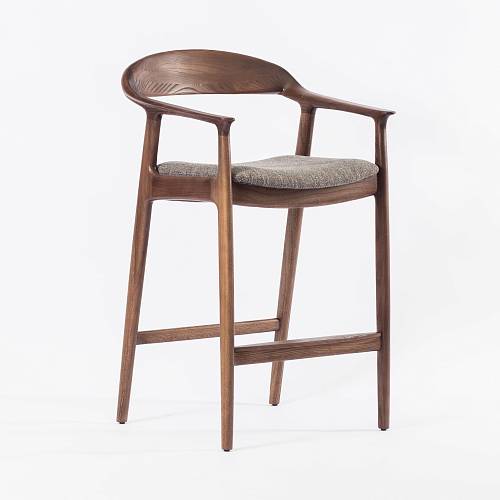 картинка Стул Бароло полубарный серо-коричневая ткань карагач (тон орех лак) от производителя дизайнерской мебели Deephouse