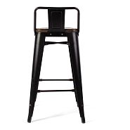 Барный стул TOLIX со спинкой черная сталь + дерево - 10