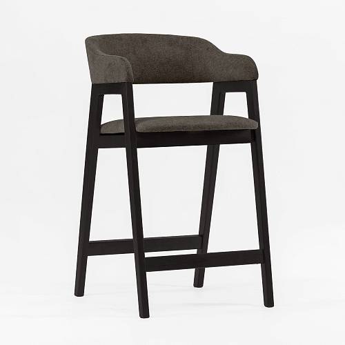 картинка Стул Челси полубарный серо-коричневая ткань массив бука (черный) высота подлокотников 83,5 см от производителя дизайнерской мебели Deephouse