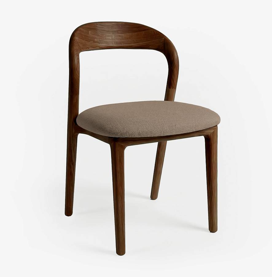 картинка Стул Лугано без подлокотников серо-коричневая ткань береза тон рич (бейц) от производителя дизайнерской мебели Deephouse