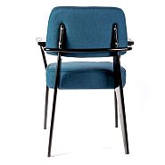 Кресло Вена черная сталь + сиденье синяя ткань - 5