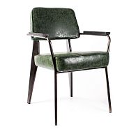 Кресло Вена сталь + сиденье экокожа зеленый винтаж - 2