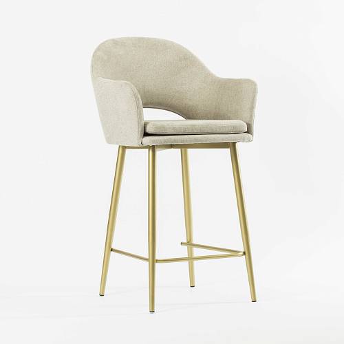 картинка Стул Магриб полубарный бежевая ткань ножки золото от производителя дизайнерской мебели Deephouse