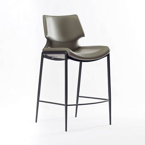 картинка Стул Бремен барный серая экокожа ножки черные от производителя дизайнерской мебели Deephouse